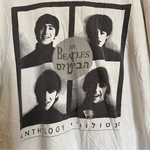 The Beatles T-Shirt Size XL Vintage 90s Anthology Crew Hebrew Israel Trashed Tee